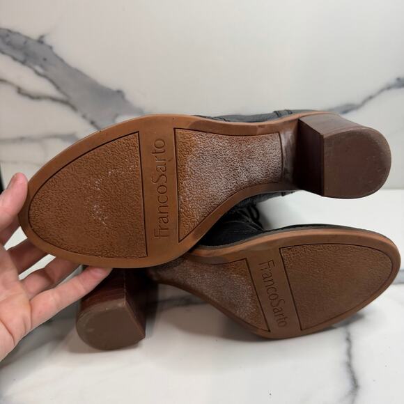 Franco Sarto Women's Black Leather Enzo Boots Sz 7.5 Witchcore Lace-Up Victorian - Picture 7 of 7